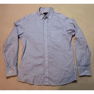 Charles Tyrwhitt Mens S Slim Fit Shirt Blue White Check Button Down Collar